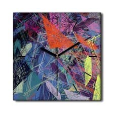 Image of Silent Clock Canvas Wall modern decor painting abstract colourful shapes 30x30