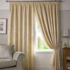 Image of Alan Symonds Tivoli Leaf Woven Jacquard Pencil Pleat Lined Curtains