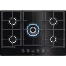 Image of AEG 8000 FlameLight Gas Hob, 5 Burners, 75cm, Black - HKB75450NB