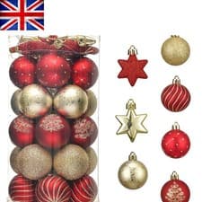 Image of Versatile 35pcs Christmas Tree Baubles in Red Gold - 5cm Shatterproof Ornaments