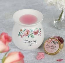 Image of Blooming Lovely Large Wax Melt Burner Gift Set with ROSE PETAL Eco Soy Wax Melts