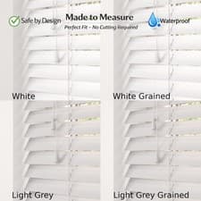 Image of Faux Wood PVC Venetian Blinds – Made to Measure, White & Grey 50mm, Child Safe