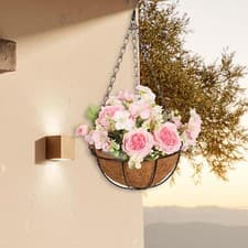 Image of Artificial Hanging Flower Basket, Hanging Planter, Liner, Chain Flower Pot