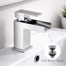 Image of Trisen Warley Single Lever Mono Basin Mixer Waterfall Tap & Basin Waste Modern