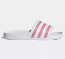 Image of Adidas Adilette Aqua Women's Slide Sandals White/Pink GZ5237 - Size UK 5