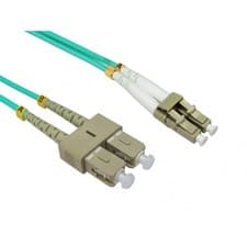 Image of OM3 -50/125 - LC-SC - 0.5Mtr - Duplex Fibre Patch Cable - Aqua