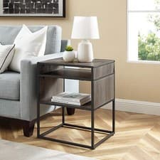 Image of 51cm Industrial Modern Square Open Shelf Storage Sofa Side End Night Stand Table