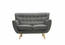 Image of Birlea Loft Grey Buttoned Wing Back 3 Seater 2 Seater Upholstered Fabric Sofa
