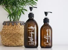 Image of Premium Amber GLASS Pump Bottles | 300ml & 500ml | Refillable | Soap Dispenser