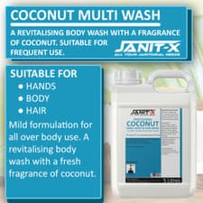 Image of 2WORK / Janit-X Mild Coconut Body Wash 5 Litre Bulk Bottle 2W01072