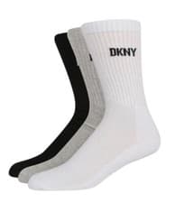 Image of DKNY 3 Pack UK7-11 Ribbed Logo Socks Men’s White/Grey/Black Comfort Soft Sport