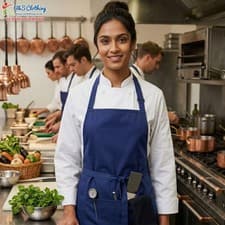 Image of Personalised Embroidered Text Uneek UC940 Bib Apron With Pocket Kitchen Workwear