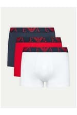 Image of Emporio Armani 3 Pack Trunks - Red/ Marine / White
