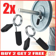 Image of 25mm 1inch Gym Barbell Dumbbell Spring Collars Metal Clips Lock Weight Bar Clamp