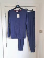 Image of Chelsea Peers Arianna Pyjamas Set UK16 Blue Super Soft Modal Long Sleeve BNWT