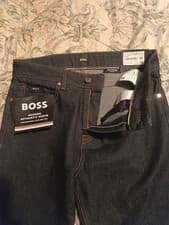Image of boss Delaware slim-fit jeans in dark-blue stretch denim