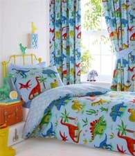 Image of Dinosaur duvet set blue boys single bed quilt cover pillow case new bedding