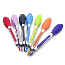 Image of Premium Silicone Kitchen Tongs Heat Resistant Cooking BBQ Stainless Steel Handle