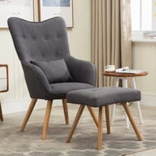 Image of Occasional Accent Chair Ergonomic High Back Seat Lounge Armchair with Footstool