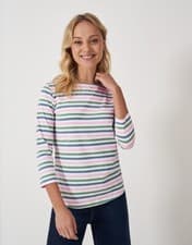 Image of Crew Clothing Womens Essential Breton Stripe Top uk 12 Soft Cotton New RRP £29