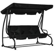 Image of Outsunny 2-in-1 Garden Swing Chair for 3 Person w/ Adjustable Canopy Refurbished