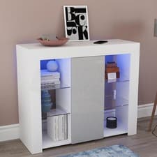 Image of LED Sideboard High Gloss Modern Buffet Cupboard Display Cabinet TV Unit Stand