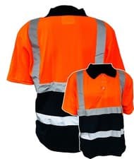 Image of ORANGE & NAVY HI VIS VIZ POLO SHIRT SAFETY WORKWEAR TOP, HIGH VISIBILITY