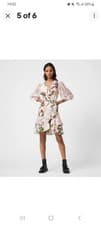 Image of AllSaints Clay Pink Ari Nolina Floral-print wrap  DRESS size UK 14 NEW