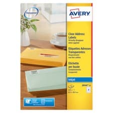 Image of Avery Inkjet Office Address Labels 21 Per Sheet Clear (PACK OF 525) J8560-25