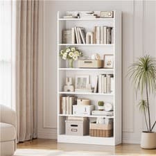 Image of 6-Layer Open Bookshelf, Modern Simple Tall Bookcase with Top Open Compartment