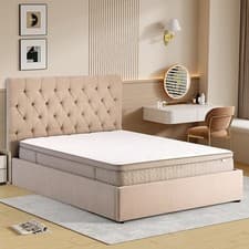 Image of Middleton Fabric Ottoman Storage King Size Bed In Stone