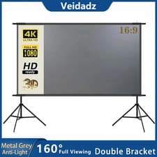 Image of Projector Screen with Stand 16:9 Grey Anti-Light 84 100 120 Inch Foldable Portab