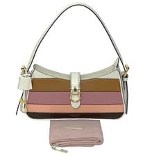 Image of Radley Linden Gardens Stripe Shoulder Bag Chalk White Leather Medium RRP £219