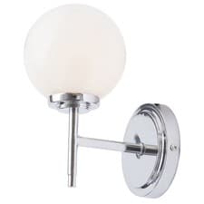 Image of Litecraft Preston Wall Light Bathroom 1 Arm With White Shade - Polished Chrome