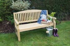 Image of Wooden Garden Bench Seat Forest Harvington Outdoor Chair - 4ft/5ft (1.2m/1.5m)