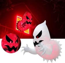 Image of Halloween Inflatable Ghost With LED Lights Coming Out From Window Outdoor Decor