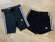 Image of 2 x Girls ADIDAS Essentials 3 STRIPE SHORTS (age11-12)