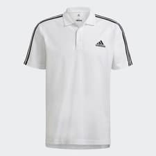 Image of adidas 3 Stripes Polo Top Mens - Polo Shirt - White / Black - Black Friday Sale