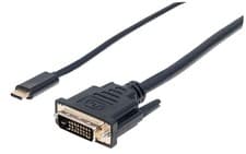 Image of Manhattan USB-C to DVI-D Cable, 1080p@60Hz, 2m, Male to Female, Black, Compatibl