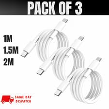 Image of Type-C to Type-C USB Fast Charger Cable Lead for iPhone 15 16 17 Samsung 1m 2m