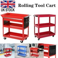 Image of 3 Tier Tool Storage Heavy Duty Durable Garage Trolley Workshop Wheel Cart Shelf