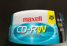 Image of Maxell CD-RW Re-Writable 25 Pack  700MB  80 Min. - New In Sealed Packaging
