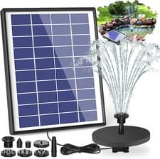 Image of 6.5W Solar Fountain with Built-In 1500mAh Battery, High-Efficiency Solar Panel