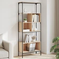 Image of Bookcase 5-Tier Bookshelf Storage Rack Side Cabinet Engineered Wood vidaXL