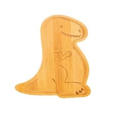 Image of Sass & Belle Baby Bamboo Plates T-Rex Dinosaur Kids Children Food Tray Gift Baby