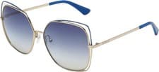 Image of Guess Sunglasses - GU7638/S 32W - Square Gold Frame - Blue Temple - Smoke Lens