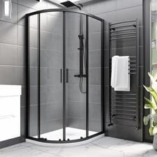 Image of 1000x800mm Black 8mm Glass Offset Quadrant Shower Enclosure BUN/BeBa_26051/77736