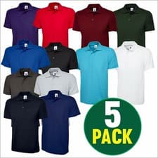 Image of 5 PACK Uneek Unisex Active Poloshirt Polycotton Casual Staff Workwear Polo Shirt