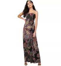 Image of Women Sheering Boob Tube Maxi Ladies Bandeau Floral Printed Strapless Maxi Dress