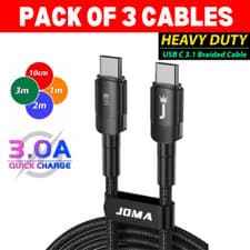 Image of Type C to Type C Cable 3A 60W Fast Charger Braided Long Lead 0.25M 1M 2M 3M